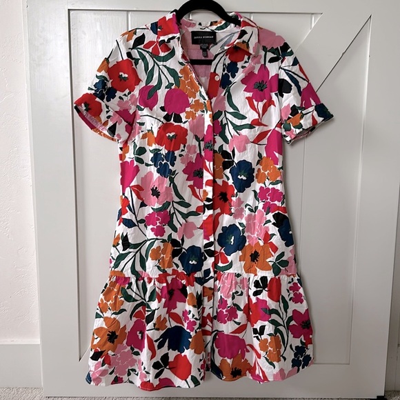 Donna Morgan Dresses & Skirts - Donna Morgan 💚 Floral Ruffle Hem Poplin Shirt Dress